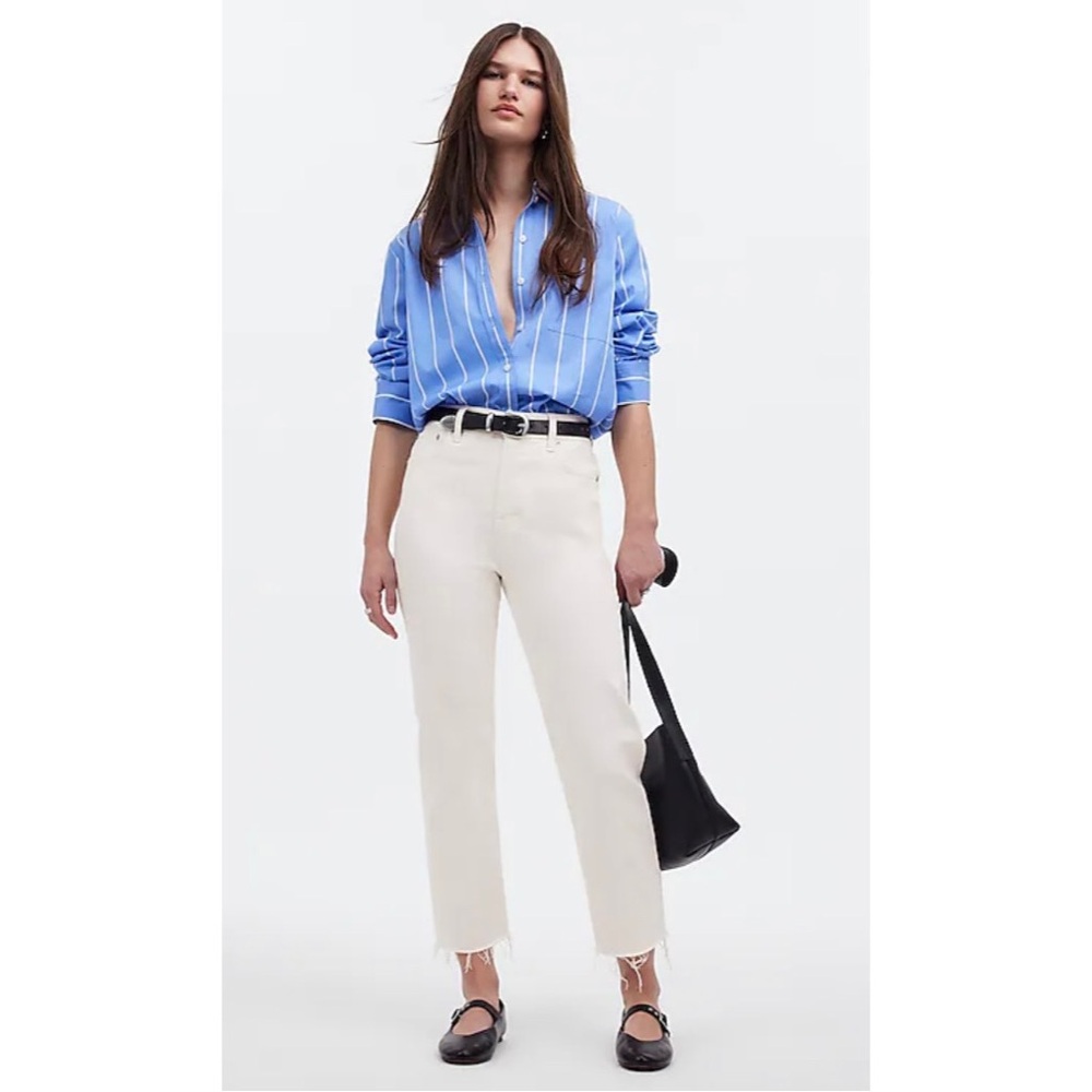 NWT Madewell The '90s Straight Crop Jean Tile White